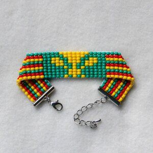 Hawaii Kanaka Maoli flag bead bracelet, handmade, adjustable, 30% to charity